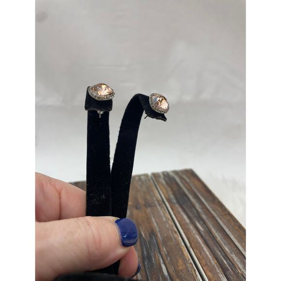 Women's Cushion Pink Stone CZ Earrings Stud - Picture 3 of 6